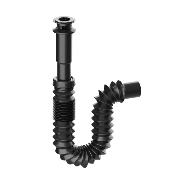 Cespol para Lavabo Flexible Tipo "P" Negro 2235N