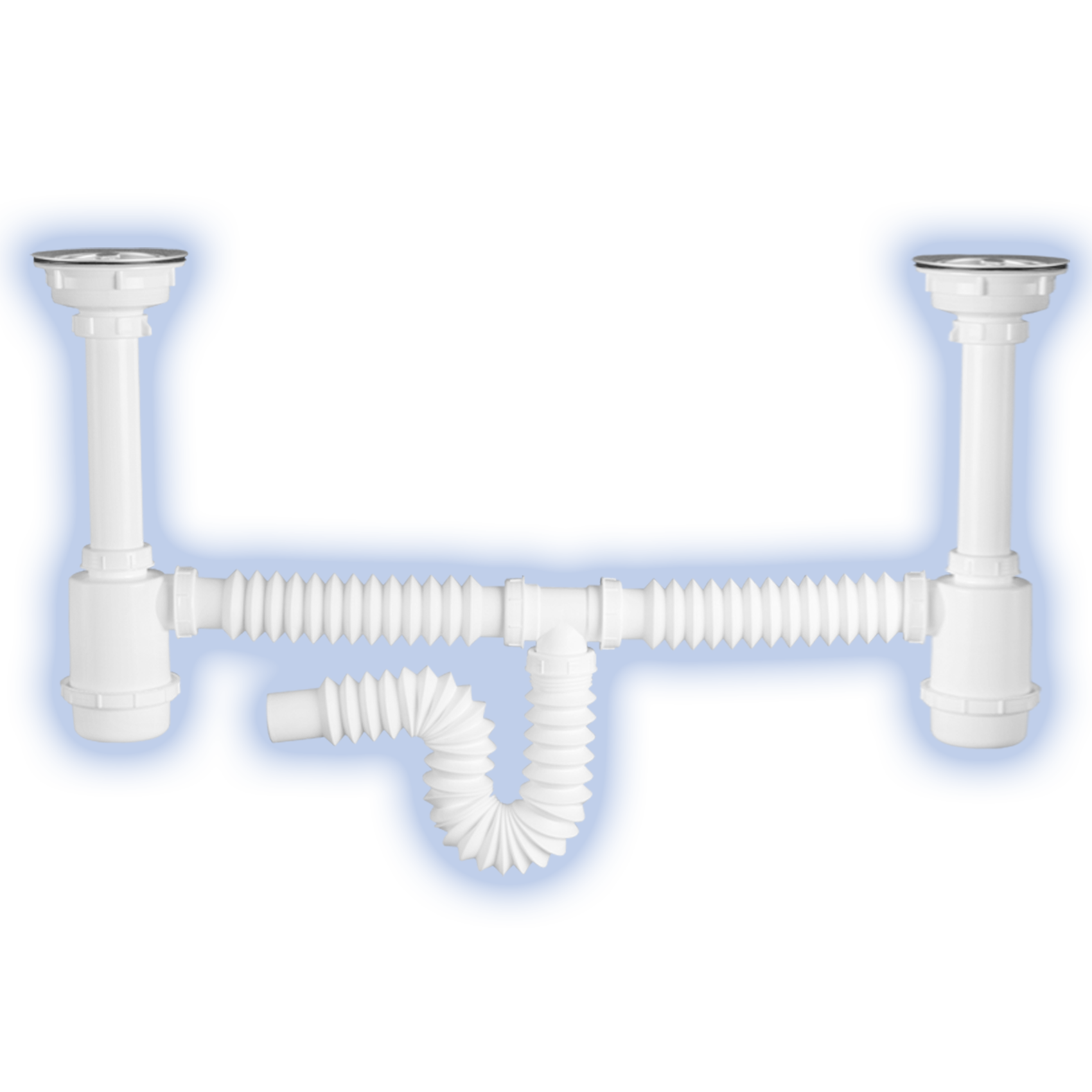 Desagüe Flexible Doble Trampa con contracanastas ABS 2337